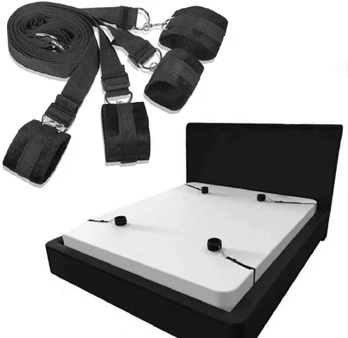 Vista 7 de Cuerda sexual para cama de tamaño queen, correas de cama para adultos, colchón King, sujeción sexual para tobillos y muñecas, bar, hombres, pulseras