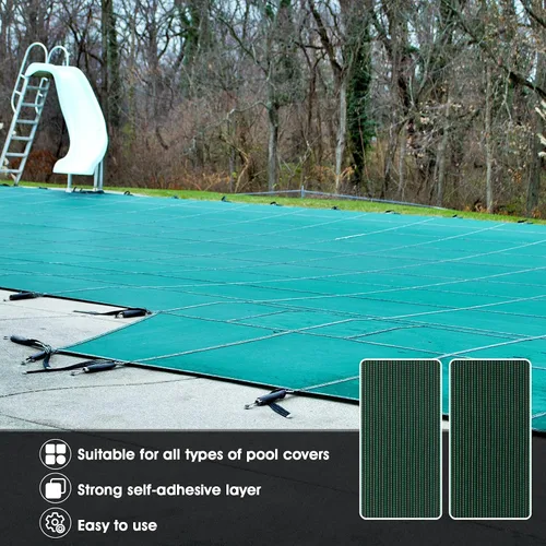 Vista 7 de Honoson Kit de parche de 4 piezas para cubierta de seguridad para piscina, cubierta de seguridad de malla con autoadhesivo, kit de parches de malla