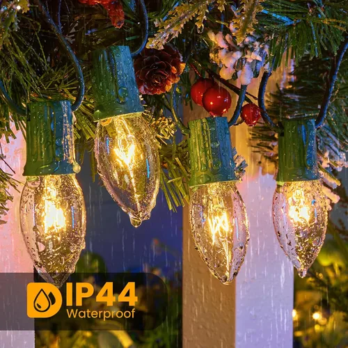 Vista 4 de Brightown Paquete de 25 bombillas incandescentes C9, bombillas de repuesto C9 de Navidad para cadena de luces de Navidad, base intermedia E17, 7
