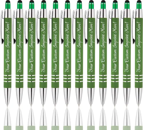 Vista 10 de Bolígrafos personalizados: el bolígrafo Hottie de goma suave al tacto con punta de lápiz óptico es un elegante bolígrafo de metal premium, tinta