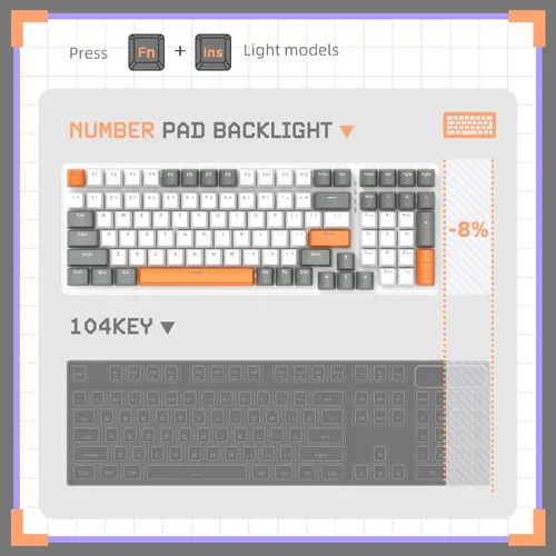 Vista 7 de ZIYOU LANG K3 Teclado mecánico con cable para juegos, interruptor rojo lineal con retroiluminación LED arcoíris, 100 teclas antirfantasma