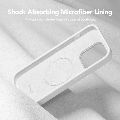 Vista 6 de GONEZ Funda de silicona para iPhone 14 Pro Max, compatible con MagSafe, con protector de pantalla + protector de lente de cámara, silicona líquida a
