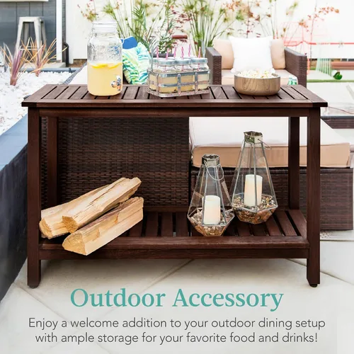 Vista 3 de Best Choice Products - Mesa consola de madera de eucalipto de 48 pulgadas con 2 estantes, organizador de almacenamiento multifuncional