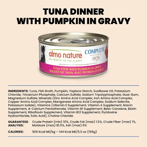 Vista 6 de almo nature HQS - Comida húmeda completa para perros, estofado de atún con calabaza en salsa, 5.5 onzas, paquete de 12
