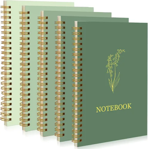 Vista 14 de Gueevin Paquete de 5 Cuadernos en Espiral Estéticos Suministros Escolares A5 Rayado Ancho 160 Páginas/80 Hojas Cuaderno Lindo para Trabajo