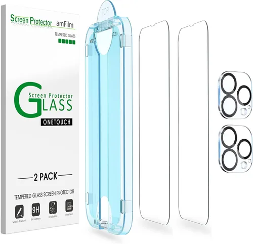 Vista 12 de amFilm OneTouch - Protector de pantalla para iPhone 12 Pro Max (6.7 pulgadas, 2020) con kit de fácil instalación, vidrio templado, paquete de 2