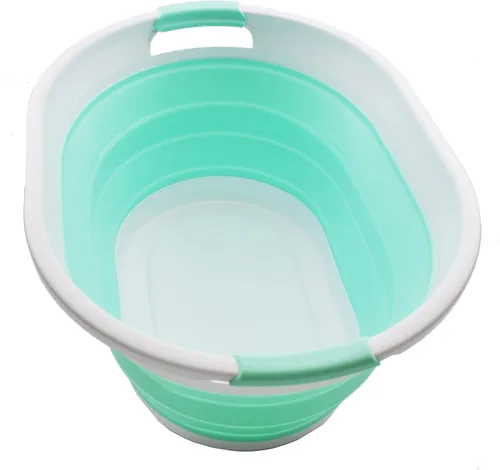 Vista 10 de SAMMART Cesta de lavandería de plástico plegable de 32L (8.4 galones) - Contenedor/organizador de almacenamiento plegable - Tina de lavado portátil