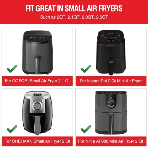 Vista 3 de Forros de silicona para freidora de aire pequeña para COSORI/Instant Pot/Chefman/Ninja/Dash/Bella/GoWise/COSMO freidora de aire de 2 cuartos