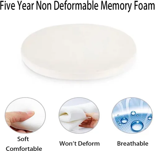 Vista 2 de Cojín desmontable, cojín redondo de espuma viscoelástica para silla, diseño antideslizante, suave, transpirable, cómodo, adecuado para sala