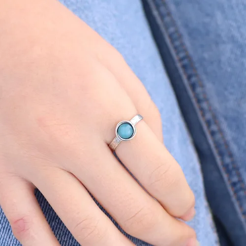 Vista 14 de Anillo de plata de ley con piedras preciosas para mujer, anillo apilable de piedra martillada, anillo de piedra natal