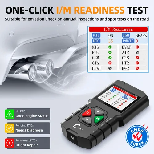 Vista 3 de YA-201 Escáner Obd2, lector de códigos de motor con todos los modos OBD2 después de 1996 para todos los coches OBDII/EOBD/KOBD/CAN, sensor O2