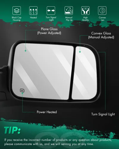 Vista 2 de SCITOO Espejos de remolque aptos para Dodge para Ram Accesorios exteriores Espejos compatibles 2009-2016 para Ram 1500 2500 3500 con sensor