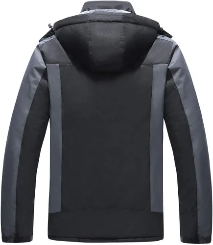 Vista 3 de HOW'ON - Chaqueta de invierno con capucha y forro polar, resistente al viento, impermeable, abrigo para montaña