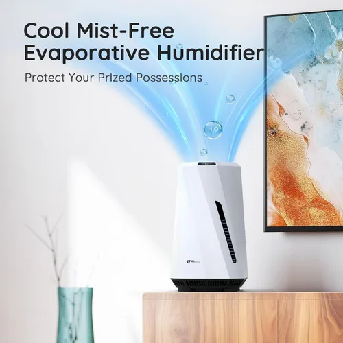Vista 2 de Airdog MOI Humidificador evaporativo para bebé: humidificador sin niebla, humidificador sin moho, silencioso, pantalla LED de nivel de agua