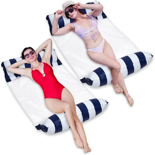 Vista 8 de Hammock Pool Float Blue Multi-Purpose Inflatable Water Pool Floats Fun Pool Float Lounger for Adults and Kids Variation