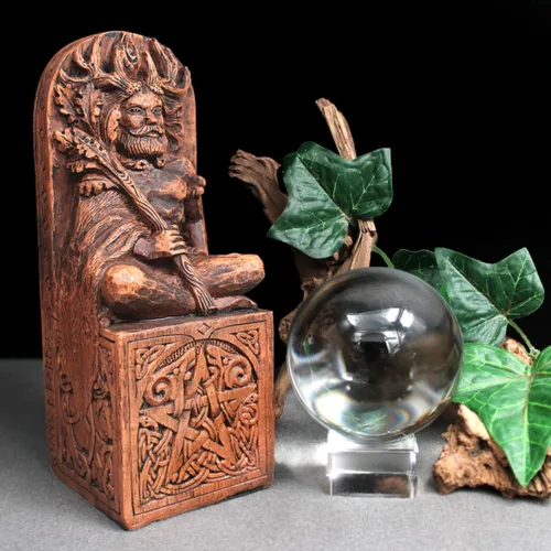 Vista 9 de Dryad Design Estatua de Cernunnos - Estatua de Dios con cuernos Wiccan de 8 pulgadas - Decoración de altar pagano para el hogar con acabado