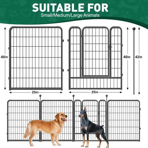 Vista 7 de VISCOO - Corralito para perros al aire libre, 8 paneles de 40 pulgadas de metal de alta resistencia Pet Fence for Large/Medium/Small Dogs, with