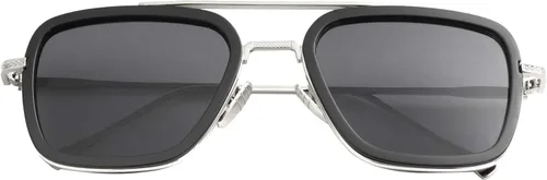 Vista 4 de Kursan Lentes de sol polarizados Tony Stark para hombres y mujeres, montura cuadrada de metal, lentes de Iron Man y Spider-Man