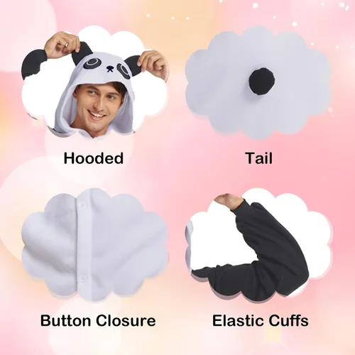 Vista 8 de NEWCOSPLAY Unisex Animal Onesie Adult Plush One Piece Pajamas Cosplay Costume