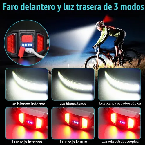 Vista 2 de Linterna frontal recargable, paquete de 3 faros LED brillantes de haz ancho, linterna con luz trasera roja, 1200 lúmenes, ligero, ajustable