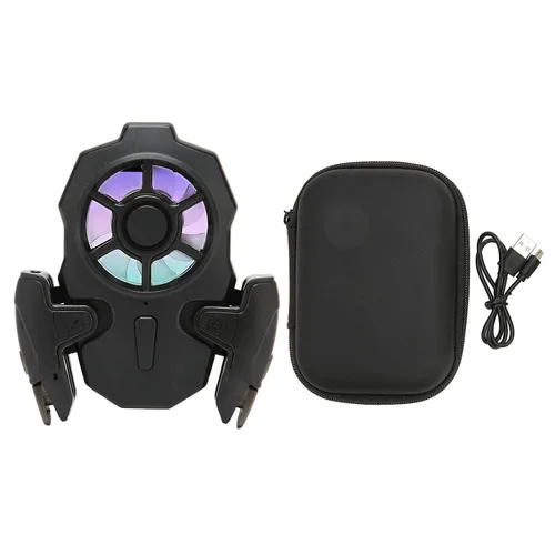 Vista 7 de AK03 Portable Detachable Mobile Game Trigger Phone Cooling Fan with 3 Speed Fan and RGB Light Mobile Gaming Controllers for Phone [video game]