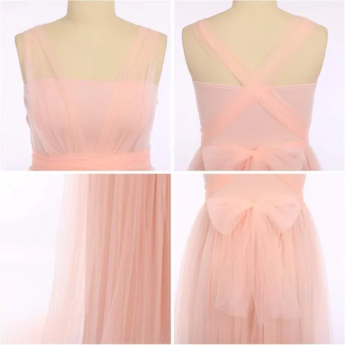 Vista 6 de Vestido de maternidad convertible de tul de múltiples vías para mujer, vestido de noche con hombros descubiertos para sesión de fotos, baby shower