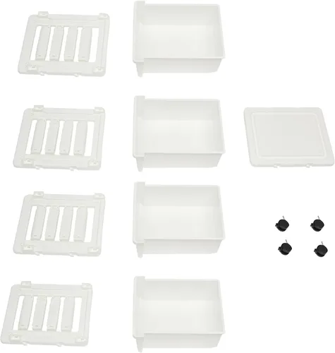 Vista 4 de Organizador de 4 cajones con bandeja superior, organizador de cajones de plástico con ruedas, organizador de escritorio, almacenamiento versátil