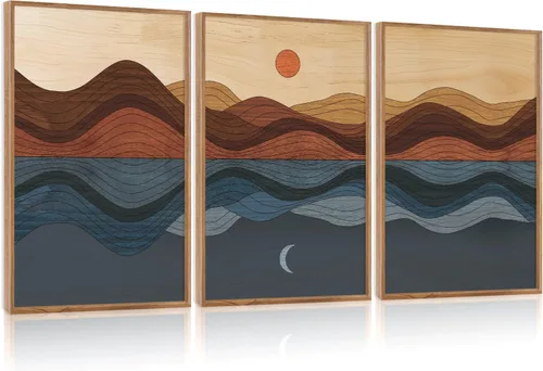 Vista 71 de CHDITB Juego de arte abstracto en lienzo enmarcado moderno para pared, ilustraciones contemporáneas para decoración del hogar, pintura de pared