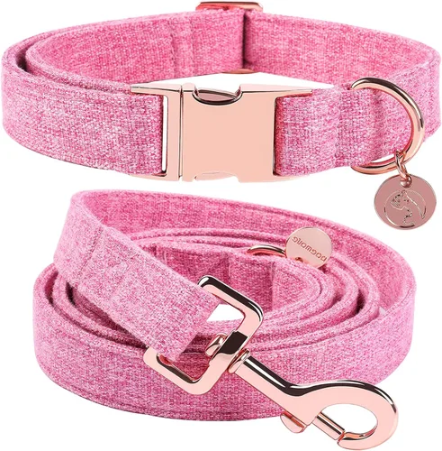 Vista 7 de DOGWONG Collar y correa de algodón para perro, collar para mascotas, suave, duradero, básico, para perros pequeños, medianos y grandes Negro