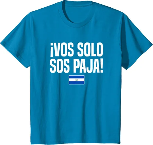 Vista 54 de Camiseta Vos Solo Sos Paja Salvadoran Slang Bandera de El Salvador, Negro