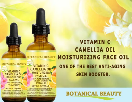 Vista 4 de VITAMINA C CAMELLIA Aceite Hidratante Facial Aceite Anti-Envejecimiento Regenerador Nutritivo 20% Vitamina C y Aceite de Semilla de Camelia, 100%