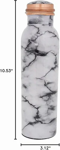 Vista 8 de Craft Trade Botella de agua de cobre 32oz con estampado de mármol diseño Blanco