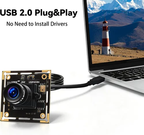 Vista 6 de Módulo de cámara USB 1080P, cámara web de poca luz con lente de 0.1 in Tablero de cámara industrial Lightburn, Plug and Play, compatible