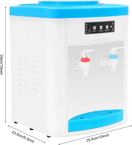 Vista 9 de Enfriador de agua de carga superior con agua fría caliente y temperatura ambiente, dispensador de agua para oficina en casa, dormitorio, dispensador