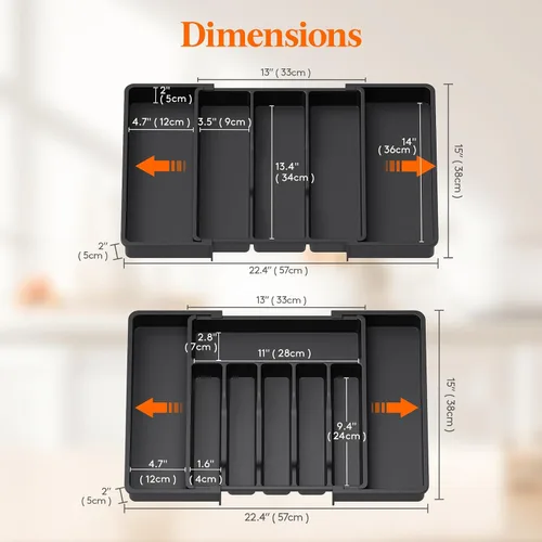 Vista 3 de Lifewit Organizador de cajones y organizador de utensilios, bandeja de cocina expandible para cocina, soporte de cubiertos de plástico ajustable