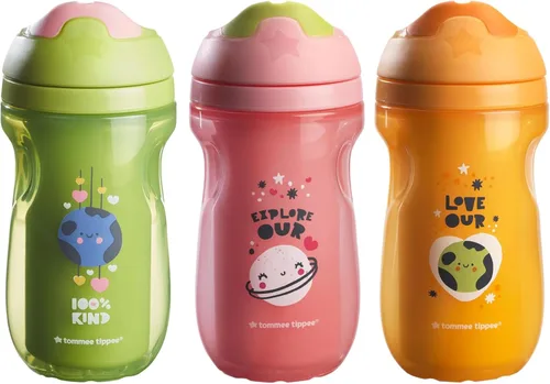 Vista 8 de Tommee Tippee Botella Sippee Aislada Superstar, 12m+, 9oz, Paquete de 3, Botella de Entrenamiento para Niños Pequeños sin Derrames, a Prueba