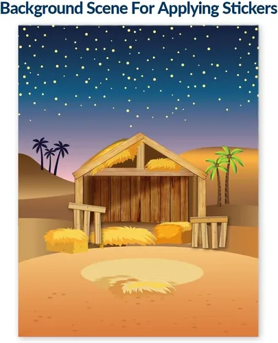 Vista 3 de Pegatinas de pesebre de coronel Pickles, 24 hojas, manualidades navideñas para niños