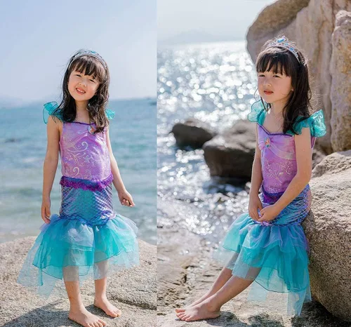 Vista 3 de Inspire You Princess Little Mermaid Costume Dress Up for Girls Fancy Clothes Halloween Cosplay Birthday Party