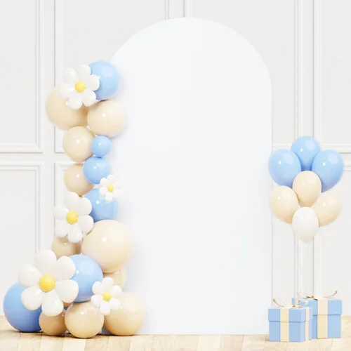 Vista 24 de Cubierta de Arco de Boda Azul Polvoriento 6FT Spandex Cubiertas de Arco Ajustadas Elásticas Cubierta de Arco Chiara de Fondo Elástico Cubiertas