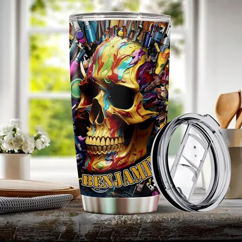 Vista 5 de Regalos personalizados para hombres, taza de viaje aislada de acero inoxidable de 20 onzas, taza de café, botella de agua, regalo para marido, hijo
