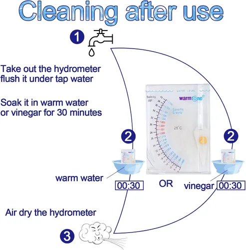 Vista 5 de Abnaok Probador de salinidad, prueba de gravedad específica del mar para pecera estanque agua salada agua dulce, hidrómetro automático preciso