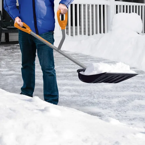 Vista 6 de ErgieShovel ERG-SNSH18 - Pala de nieve resistente a los impactos, pala de 18 pulgadas, astil de 48 pulgadas, hoja combinada de empuje/cuchara
