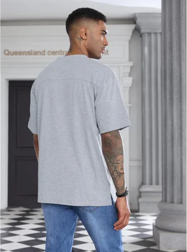 Vista 4 de YawYews Camisetas atléticas de moda para hombre, de manga corta, casual, lisas, holgadas, para entrenamiento, gimnasio, ropa de calle