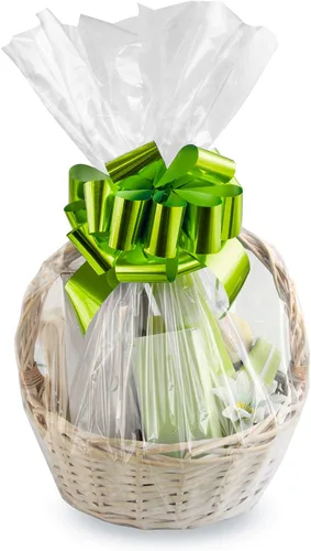 Vista 10 de Morepack Bolsas de celofán de 18 x 30 pulgadas para cestas de regalo, bolsas de cestas de celofán transparente, 10