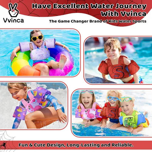 Vista 6 de Vvinca Puddle Kid Jumper for 22-66Lbs,Toddlers Pool Floaties Age 2-6 02-Superhero
