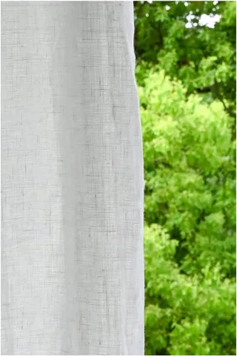 Vista 16 de Cortinas semitransparentes de 100 % lino para sala de estar, juego de cortinas largas plisadas de estilo bohemio neutro para decoración de casa