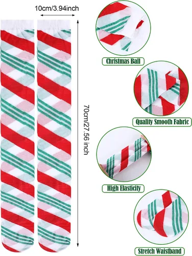 Vista 3 de 4 pares de calcetines largos hasta el muslo de Navidad por encima de la rodilla, calcetines de Navidad, Halloween, cosplay, fiesta de disfraces
