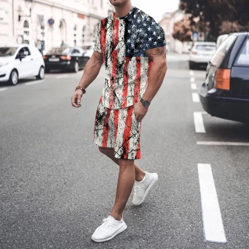 Vista 4 de Men's Summer 2 Piece Set Ropa Deportiva Para Hombre Sports Wear Men Outfit Plus Size Sport Stylish Jogger Suit Jogger For Men