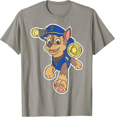 Vista 27 de Paw Patrol Chase Character Patch - Camiseta negra de manga corta con cuello redondo y ajuste clásico, talla S Negro