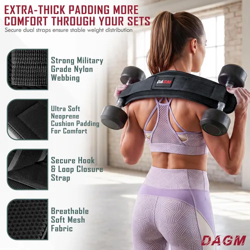 Vista 3 de DAGM Hip Thrust Belt for Dumbbells Heavy No Bruise. 500 lbs, Women & Men Negro